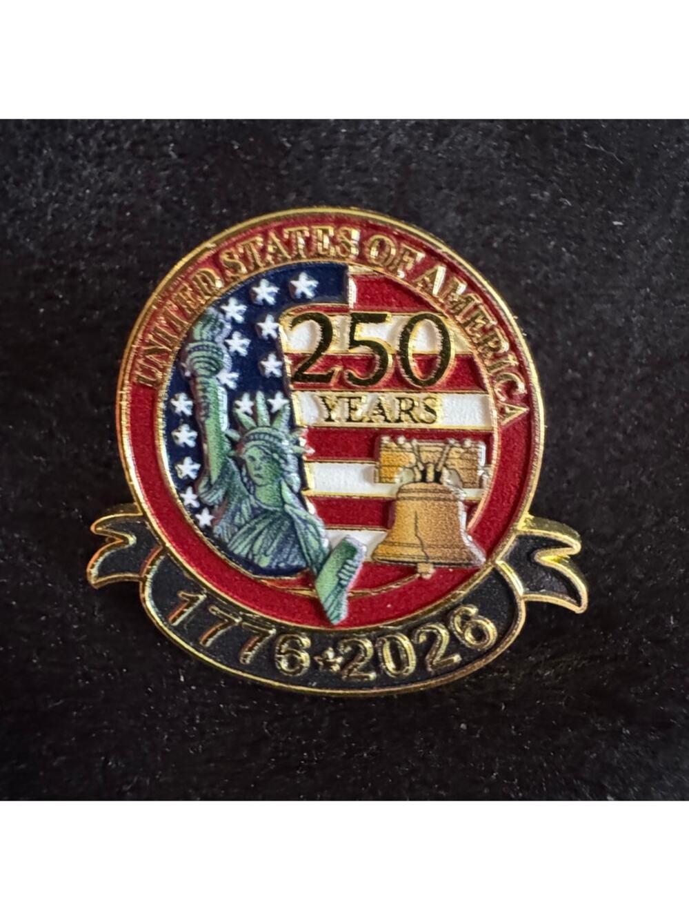 USA 250th Anniversary Lapel Pin Patriotic Americana Enamel Brooch 1.25” CP156